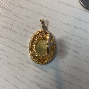 Vintage 14k mourning locket pendant with monogram